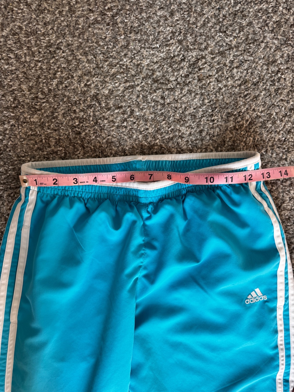 Capri Adidas Women's Teal Blue Track Pants with White Stripes - Picture 8 of 10